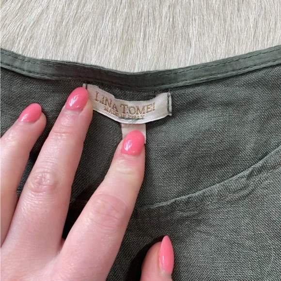 Lina Tomei linen dress olive green - Picture 6 of 10